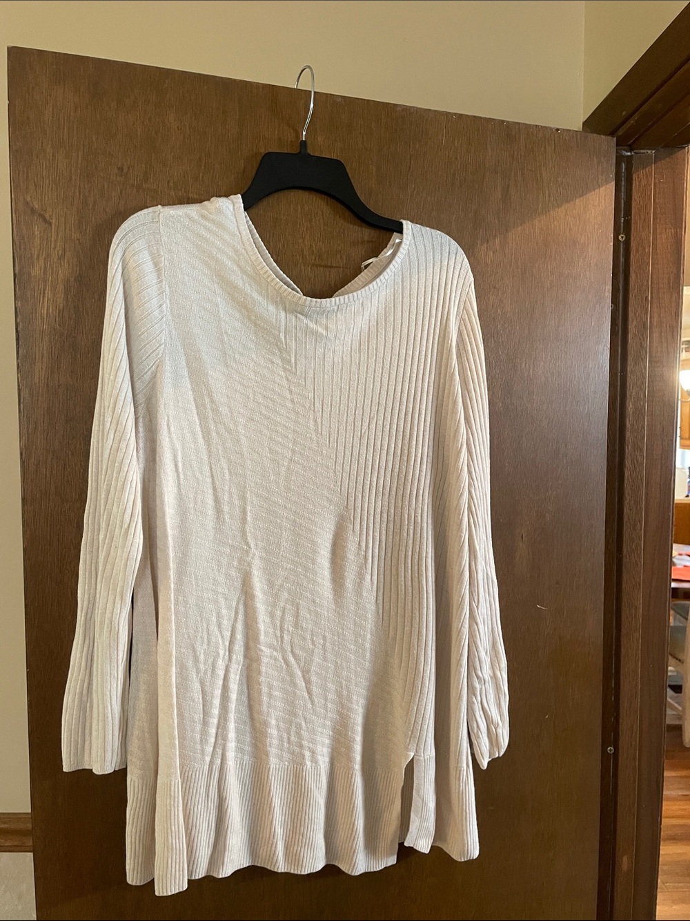 Apt. 9 Cream Ribbed Long-Sleeve Knit Pullover